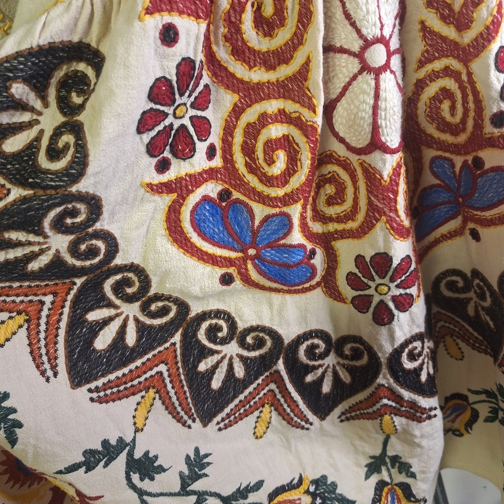 Zara Multicolor Embroidered Linen Mini Floral Dress. Size Med - Picture 7 of 8